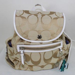 COACH Beige and white Daisy F16556 Canvas Bag